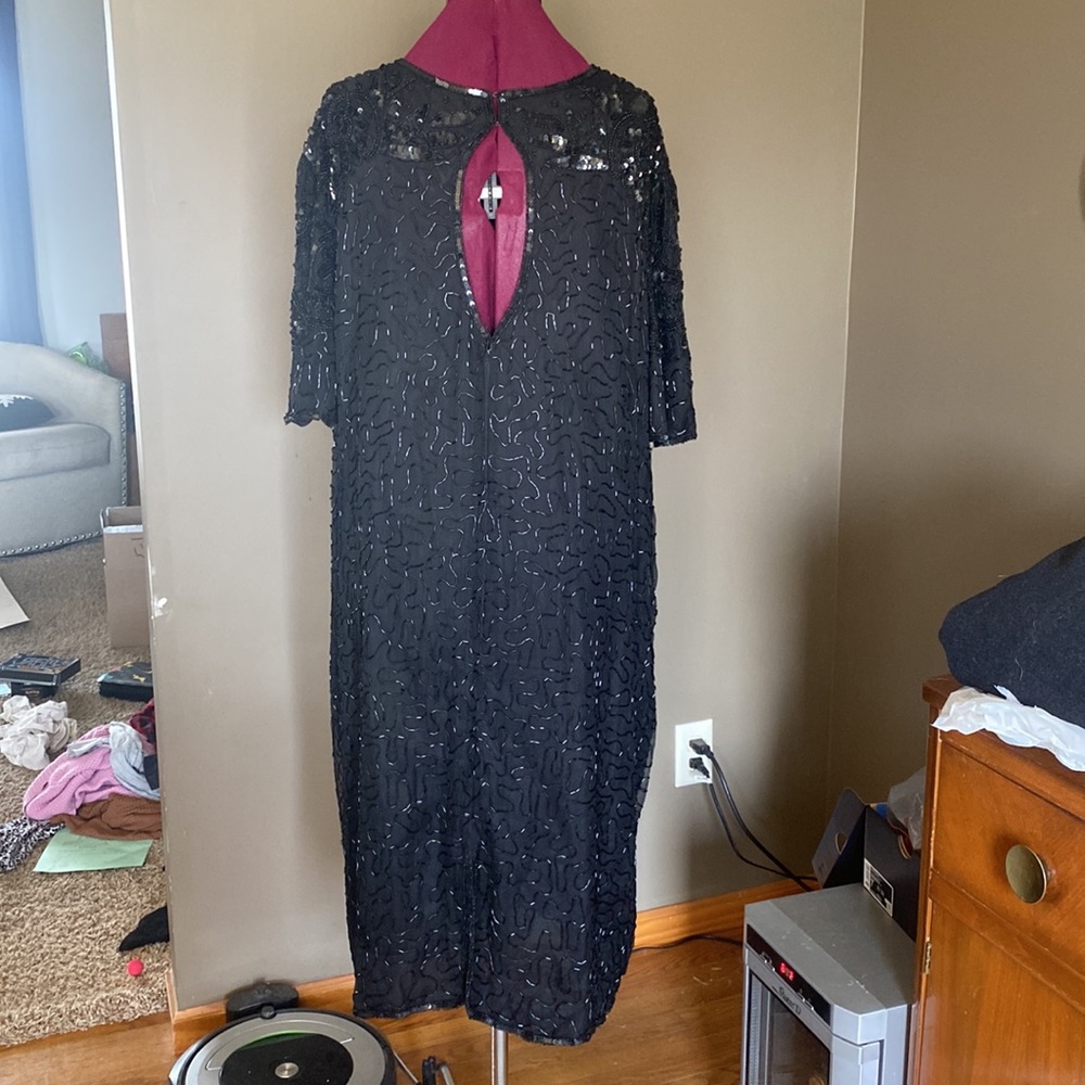 Lane Bryant Black Silk Beaded Cocktail Dress (Size 26/28) - Picture 4 of 10